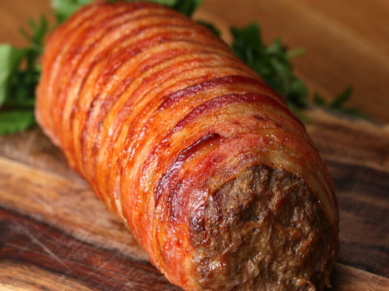 Spießbraten, gefüllt, gewickelt